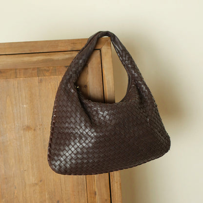 Bottega Veneta Vintage Dark Brown Intrecciato Weave Ebano Hobo Shoulder Bag N