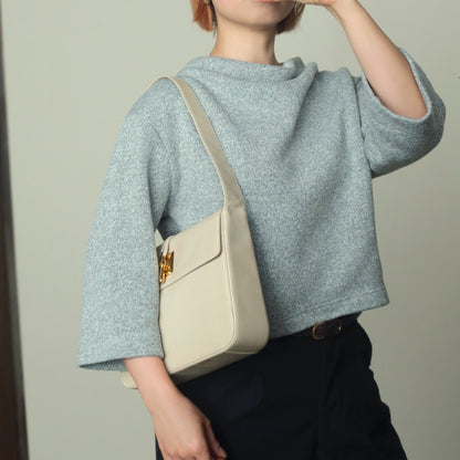 Loewe Vintage Ivory White Smooth Leather Boxy Gold hardware Shoulder Bag