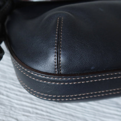 Loewe Vintage Black Leather Knot Link Strap Anagram Shoulder Flap Bag