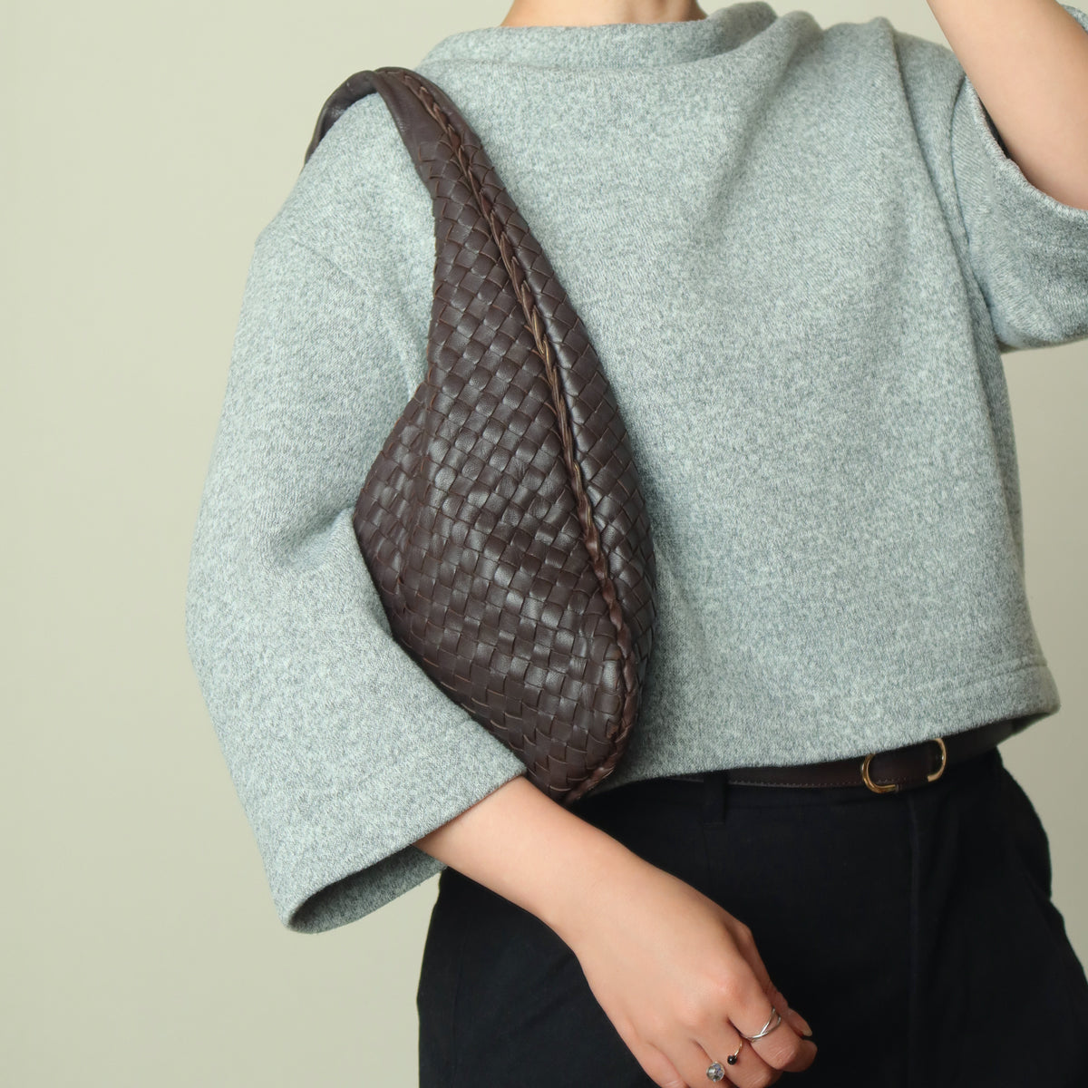 Bottega Veneta Vintage Dark Brown Intrecciato Weave Ebano Hobo Shoulder Bag N