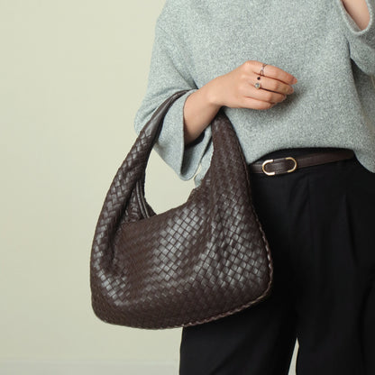 Bottega Veneta Vintage Dark Brown Intrecciato Weave Ebano Hobo Shoulder Bag N