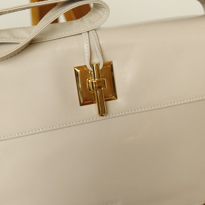 Loewe Vintage Ivory White Smooth Leather Boxy Gold hardware Shoulder Bag
