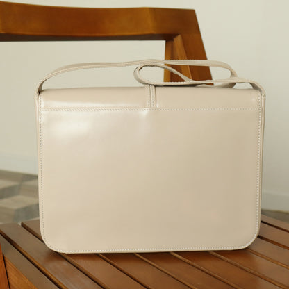 Loewe Vintage Ivory White Smooth Leather Boxy Gold hardware Shoulder Bag