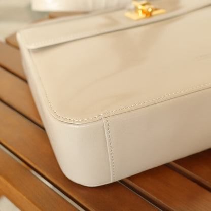 Loewe Vintage Ivory White Smooth Leather Boxy Gold hardware Shoulder Bag