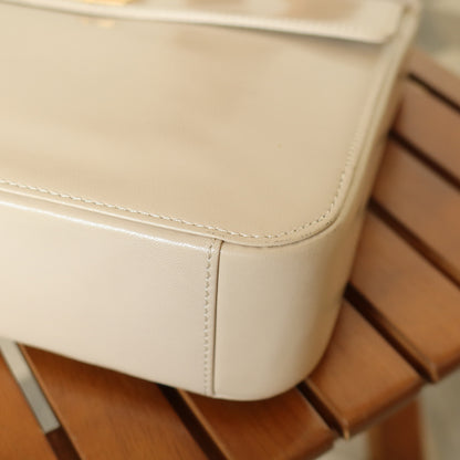 Loewe Vintage Ivory White Smooth Leather Boxy Gold hardware Shoulder Bag