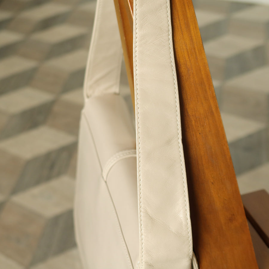 Loewe Vintage Ivory White Smooth Leather Boxy Gold hardware Shoulder Bag