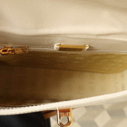 Loewe Vintage Ivory White Smooth Leather Boxy Gold hardware Shoulder Bag