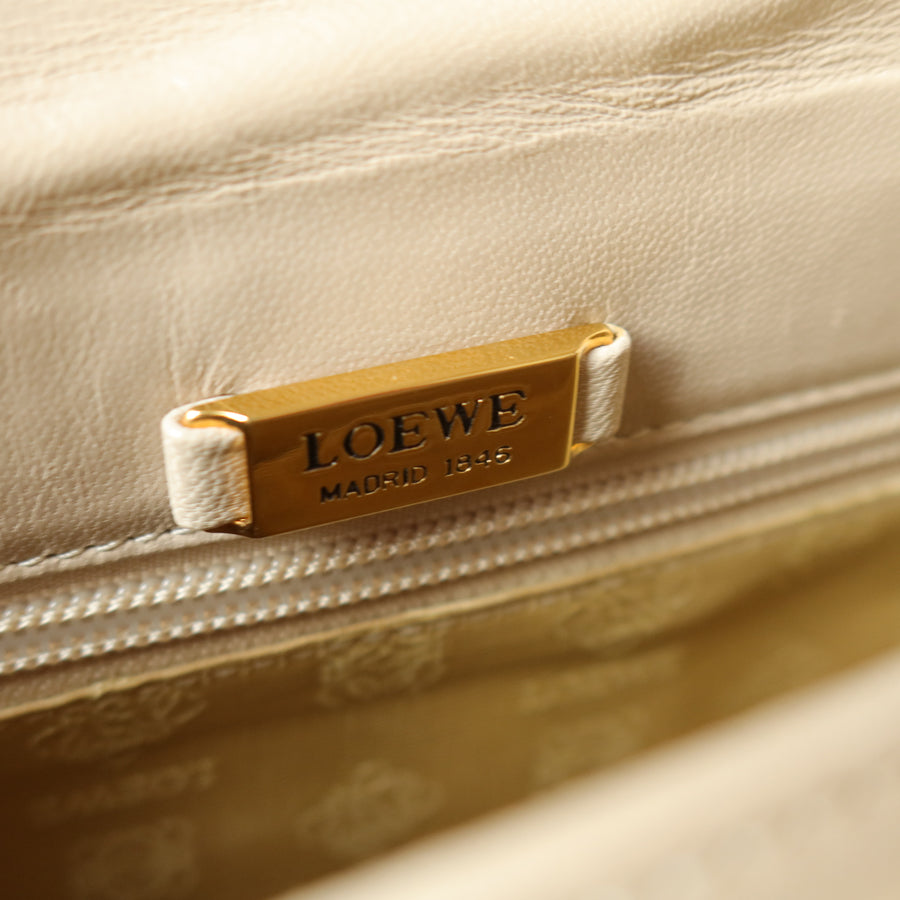 Loewe Vintage Ivory White Smooth Leather Boxy Gold hardware Shoulder Bag