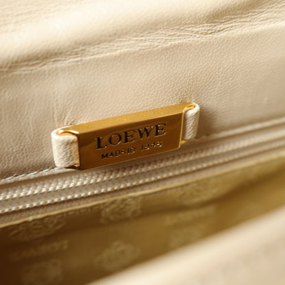 Loewe Vintage Ivory White Smooth Leather Boxy Gold hardware Shoulder Bag