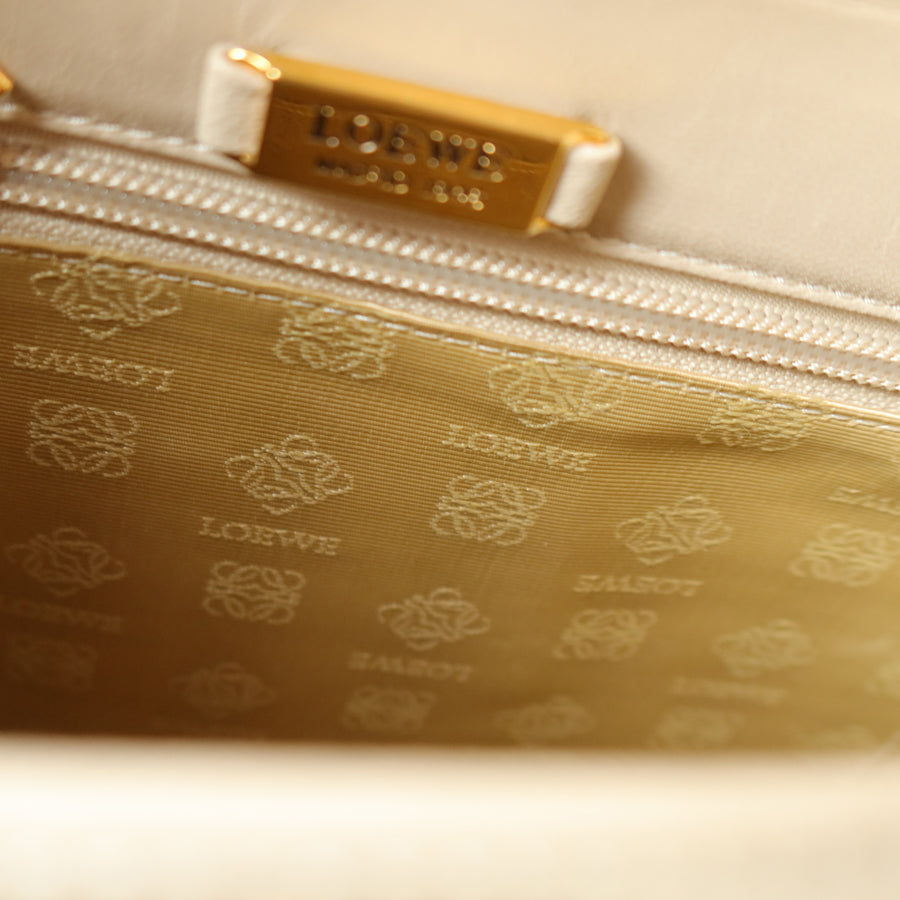 Loewe Vintage Ivory White Smooth Leather Boxy Gold hardware Shoulder Bag