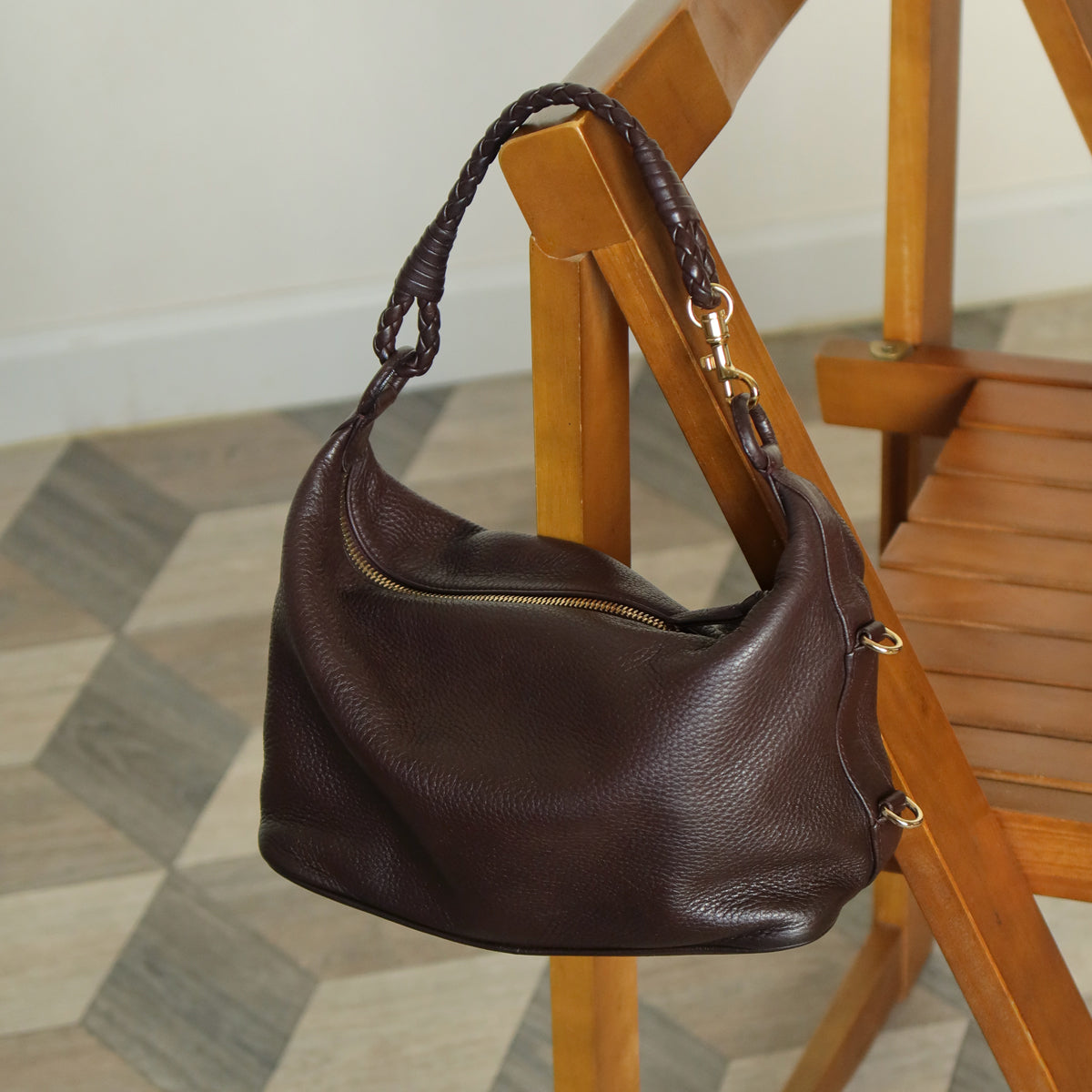 Bottega Veneta Vintage Mauve Brown Braided strap intrecciato 2 way Shoulder Bag