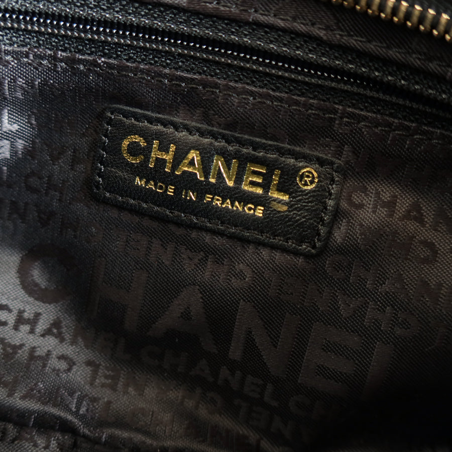 Chanel Vintage Black Lambskin Iconic Symbols Chocolate Bar CC mark Pochette Bag