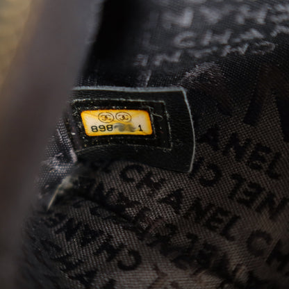 Chanel Vintage Black Lambskin Iconic Symbols Chocolate Bar CC mark Pochette Bag