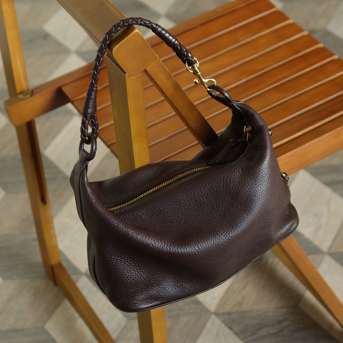 Bottega Veneta Vintage Mauve Brown Braided strap intrecciato 2 way Shoulder Bag