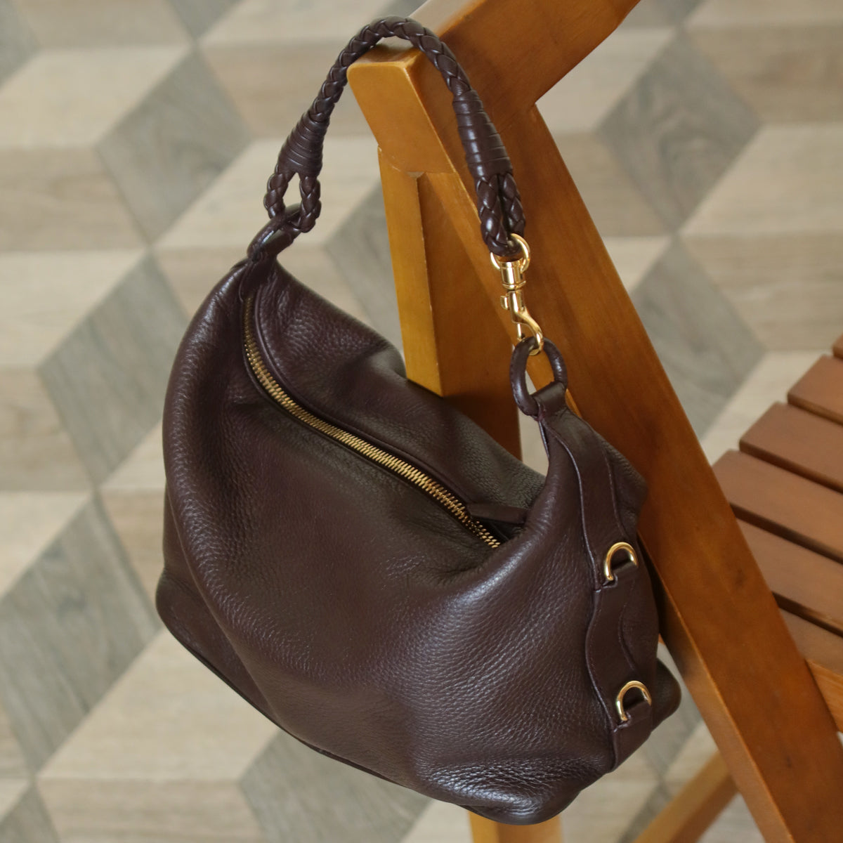 Bottega Veneta Vintage Mauve Brown Braided strap intrecciato 2 way Shoulder Bag