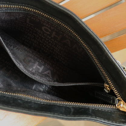 Chanel Vintage Black Lambskin Iconic Symbols Chocolate Bar CC mark Pochette Bag