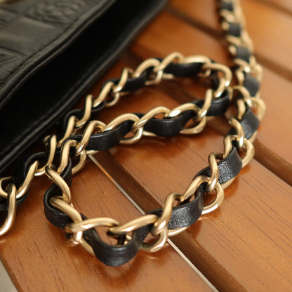 Chanel Vintage Black Lambskin Iconic Symbols Chocolate Bar CC mark Pochette Bag