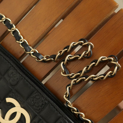 Chanel Vintage Black Lambskin Iconic Symbols Chocolate Bar CC mark Pochette Bag