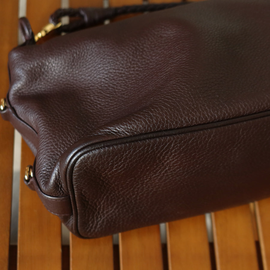 Bottega Veneta Vintage Dark Mauve Brown Braided strap 2 way Shoulder Bag