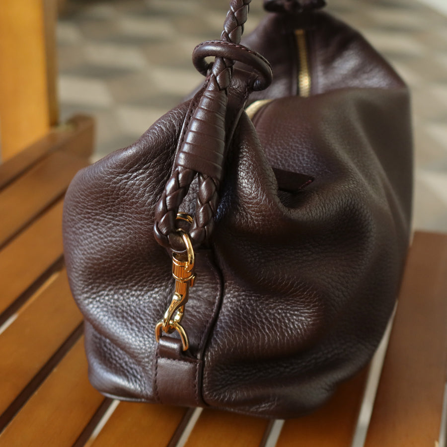 Bottega Veneta Vintage Mauve Brown Braided strap intrecciato 2 way Shoulder Bag