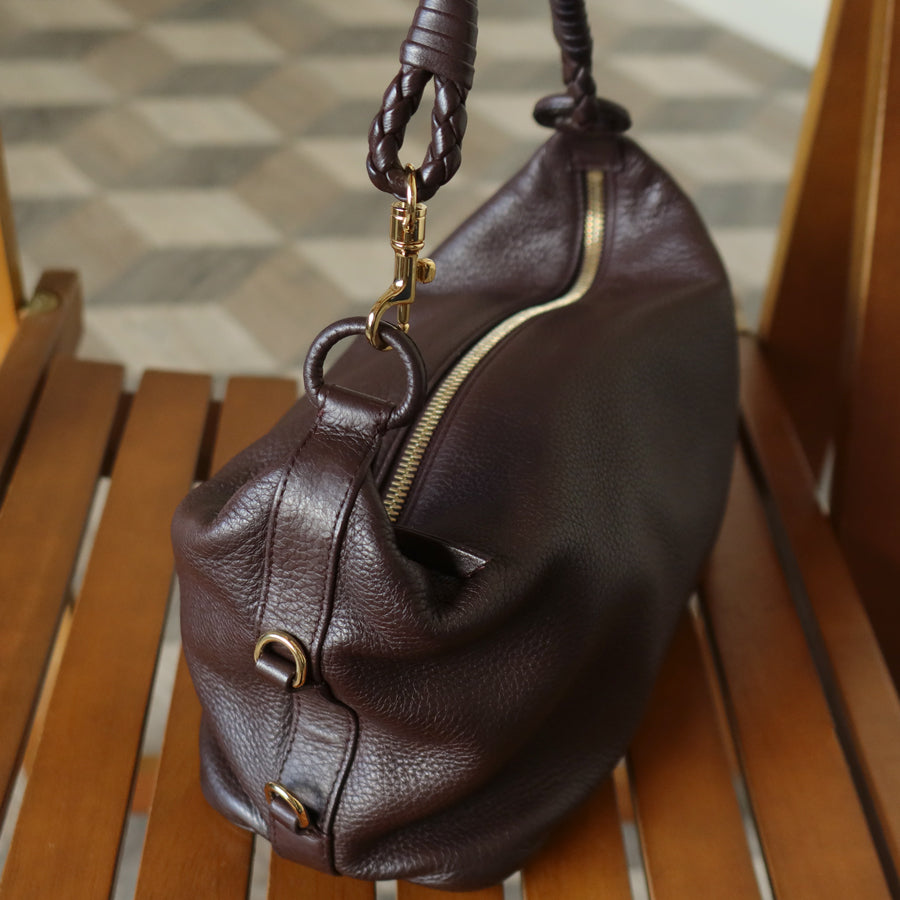 Bottega Veneta Vintage Mauve Brown Braided strap intrecciato 2 way Shoulder Bag