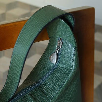 Loewe Vintage Emerald Green Grained Leather Knot Charm Hobo Shoulder Bag