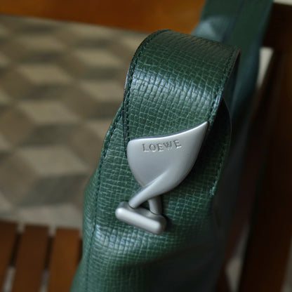 Loewe Vintage Emerald Green Grained Leather Knot Charm Hobo Shoulder Bag