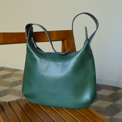 Loewe Vintage Emerald Green Grained Leather Knot Charm Hobo Shoulder Bag