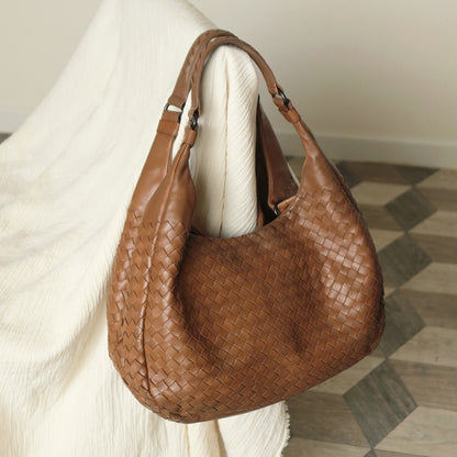 Bottega Veneta Vintage Caramel Brown Intrecciato Campana Hobo Shoulder Bag M