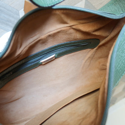 Loewe Vintage Emerald Green Grained Leather Knot Charm Hobo Shoulder Bag