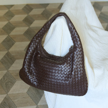 Bottega Veneta Vintage Dark Brown Intrecciato Weave Ebano Hobo Shoulder Bag N