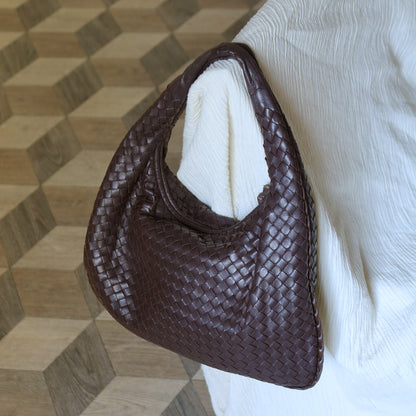 Bottega Veneta Vintage Dark Brown Intrecciato Weave Ebano Hobo Shoulder Bag N