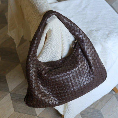Bottega Veneta Vintage Dark Brown Intrecciato Weave Ebano Hobo Shoulder Bag N