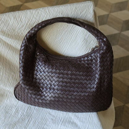 Bottega Veneta Vintage Dark Brown Intrecciato Weave Ebano Hobo Shoulder Bag N