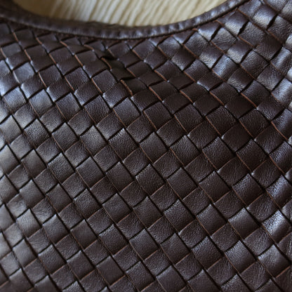 Bottega Veneta Vintage Dark Brown Intrecciato Weave Ebano Hobo Shoulder Bag N