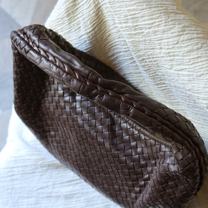 Bottega Veneta Vintage Dark Brown Intrecciato Weave Ebano Hobo Shoulder Bag N