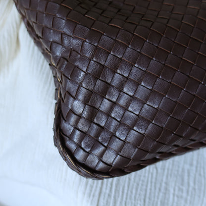 Bottega Veneta Vintage Dark Brown Intrecciato Weave Ebano Hobo Shoulder Bag N