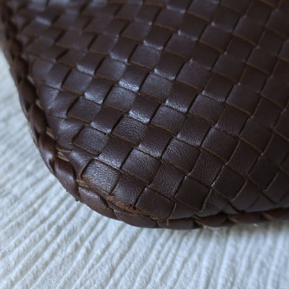 Bottega Veneta Vintage Dark Brown Intrecciato Weave Ebano Hobo Shoulder Bag N