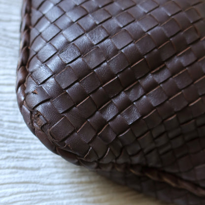 Bottega Veneta Vintage Dark Brown Intrecciato Weave Ebano Hobo Shoulder Bag N