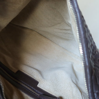 Bottega Veneta Vintage Dark Brown Intrecciato Weave Ebano Hobo Shoulder Bag N