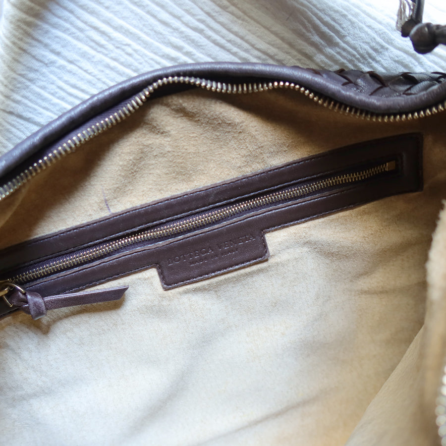 Bottega Veneta Vintage Dark Brown Intrecciato Weave Ebano Hobo Shoulder Bag N