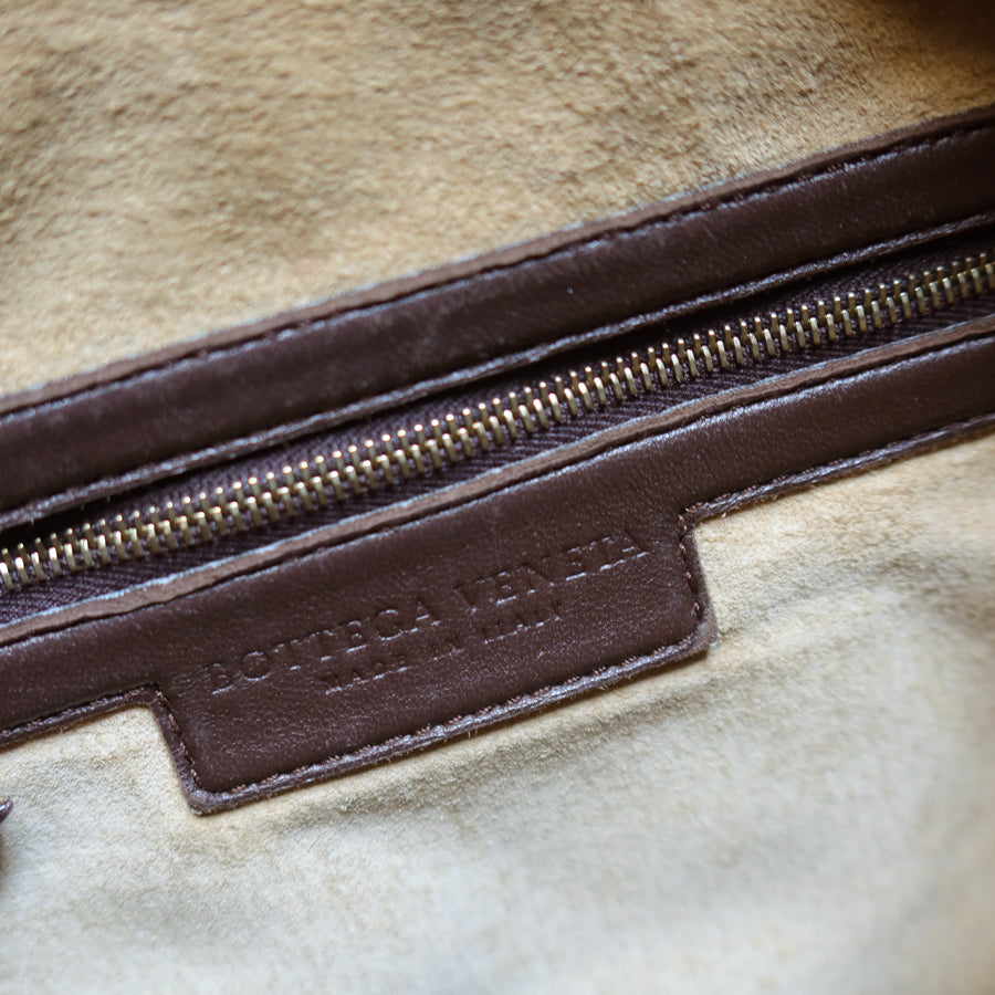 Bottega Veneta Vintage Dark Brown Intrecciato Weave Ebano Hobo Shoulder Bag N