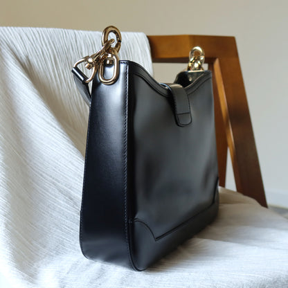 Celine Vintage Classic Black Gancini Gold Buckle Shoulder Bag