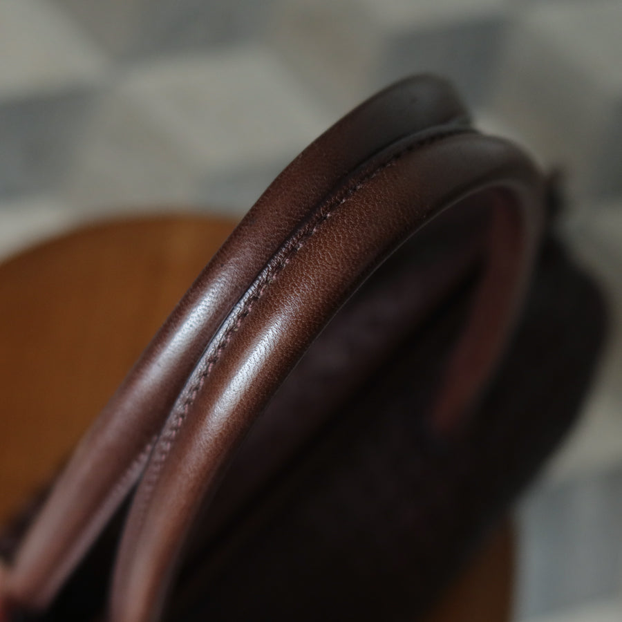 Bottega Veneta Vintage Dark Brown Intrecciato Kiss Lock East West Shoulder Bag