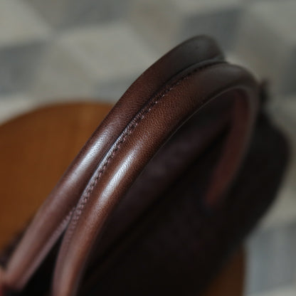 Bottega Veneta Vintage Dark Brown Intrecciato Kiss Lock East West Shoulder Bag