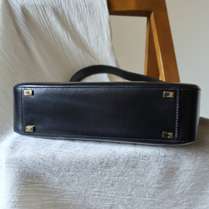 Celine Vintage Classic Black Gancini Gold Buckle Shoulder Bag