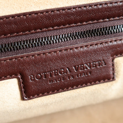 Bottega Veneta Vintage Dark Brown Intrecciato Kiss Lock East West Shoulder Bag