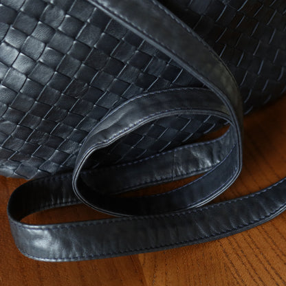 Bottega Veneta Vintage Charcoal Grey Intrecciato Weave 2way Crossbody Shoulder Bag