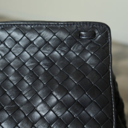 Bottega Veneta Vintage Charcoal Grey Intrecciato Weave 2way Crossbody Shoulder Bag