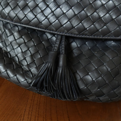 Bottega Veneta Vintage Charcoal Grey Intrecciato Weave 2way Crossbody Shoulder Bag